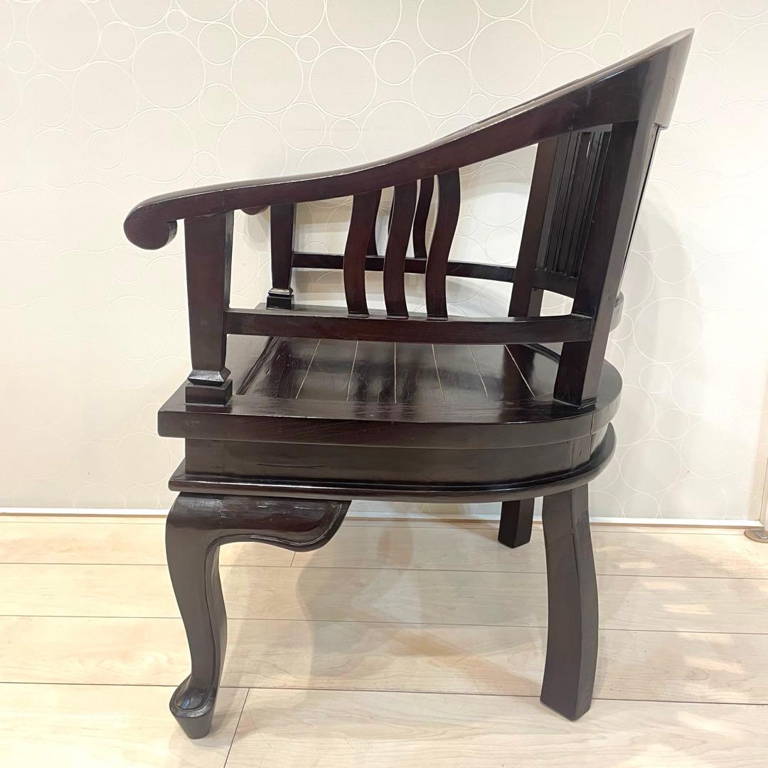 【希少・美品】唐木家具 天然木 曲木 猫脚 彫刻 アンティーク 肘掛け 高級椅子