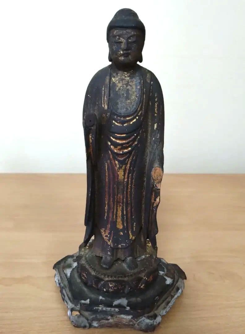 木彫り　金彩　阿弥陀如来像　江戸時代