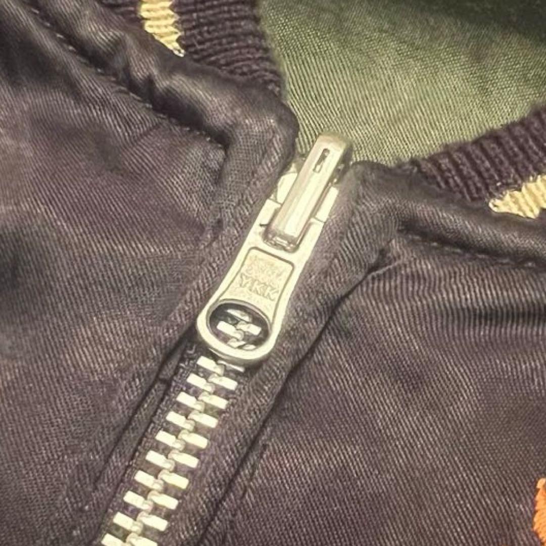 HOUSTON スカジャン XL オリーブ ブラック リバーシブル 虎 鷹 龍