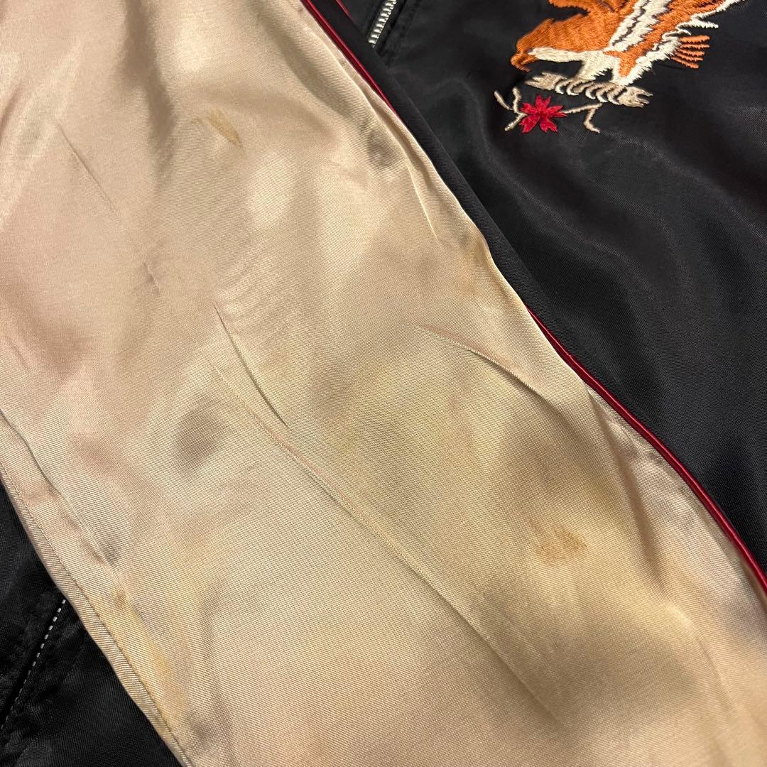 HOUSTON スカジャン XL オリーブ ブラック リバーシブル 虎 鷹 龍