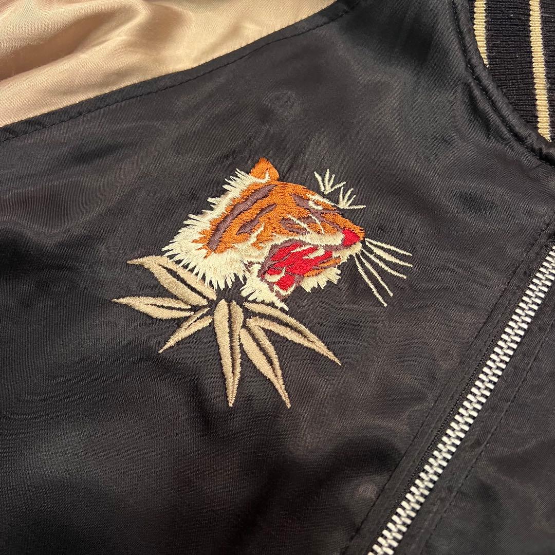 HOUSTON スカジャン XL オリーブ ブラック リバーシブル 虎 鷹 龍