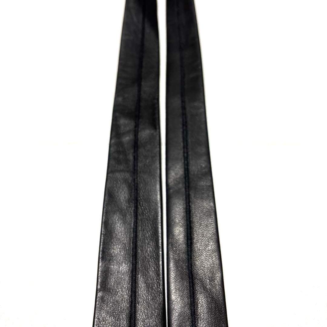 GUCCI グッチ　ネクタイ　レザー　ブラック　羊革　ナロータイ　美品　超希少