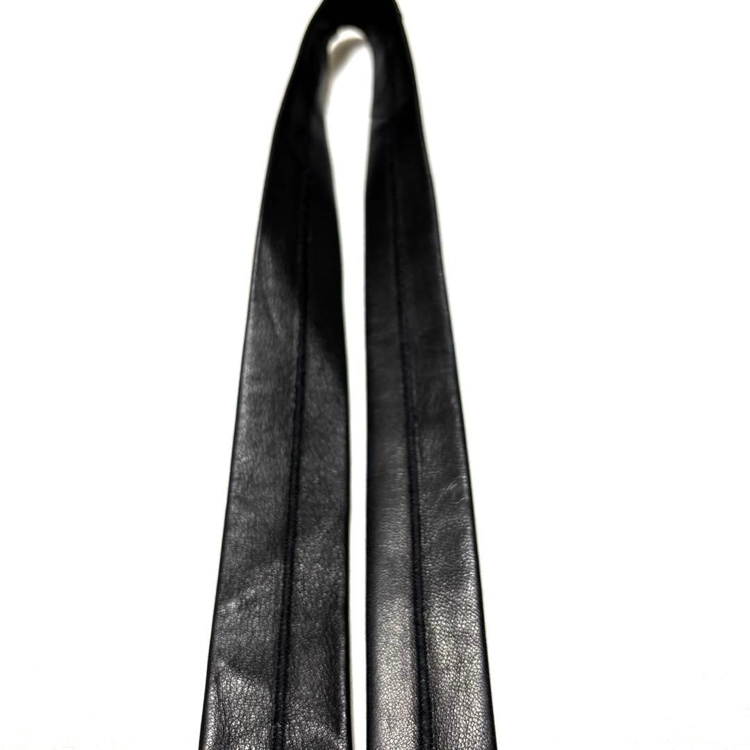 GUCCI グッチ　ネクタイ　レザー　ブラック　羊革　ナロータイ　美品　超希少