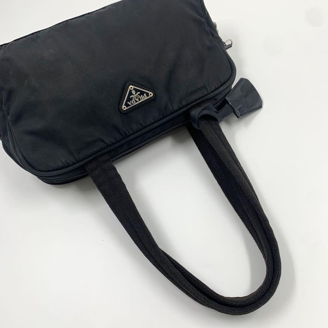 【✨美品✨】 プラダ 三角ロゴ ミニボストンバッグ 南京錠 ナイロン ブラック