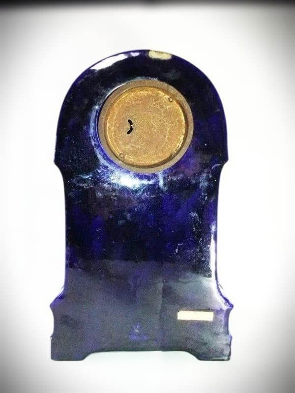 イギリス製 陶磁器 置き時計 ゼンマイ式 アナログ 作動品 時代物 骨董