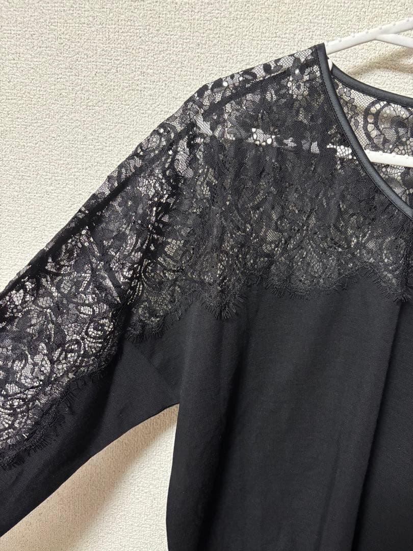 美品 オスカリート Vネックレースニット