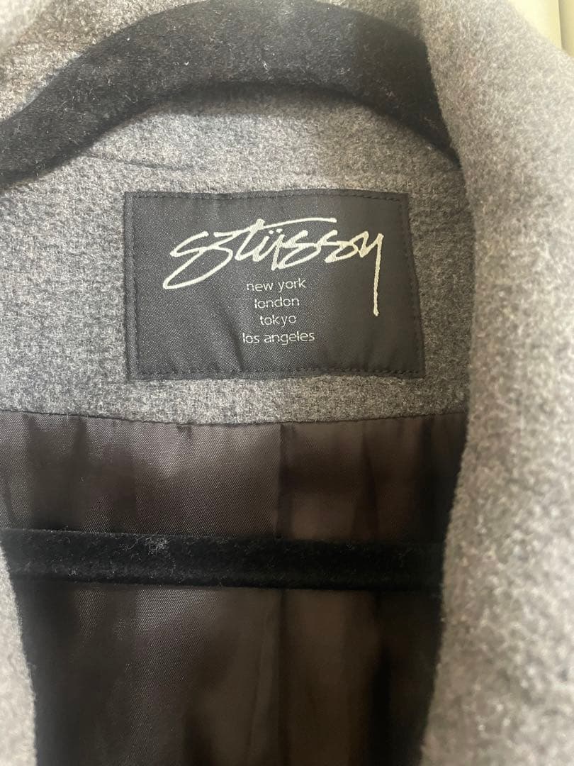 Stüssy グレー ダブルブレスト チェスターコート