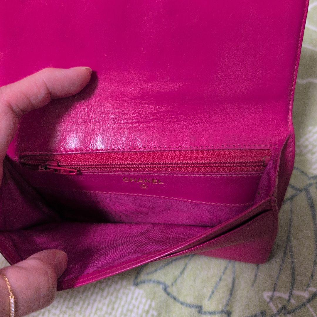 CHANEL 二つ折り財布 ピンク