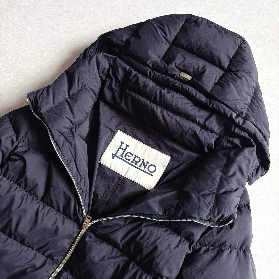 極美品★HERNO｜定価15万 スタンドカラー ダウンコート ネイビー 40