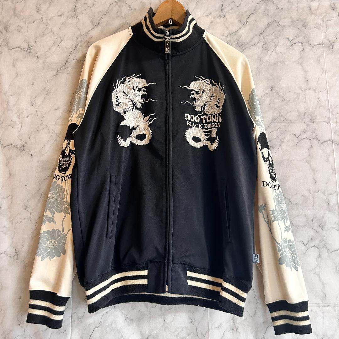 90s DOGTOWN ドッグタウン 黒龍 トラックジャケット 刺繍 スカル L