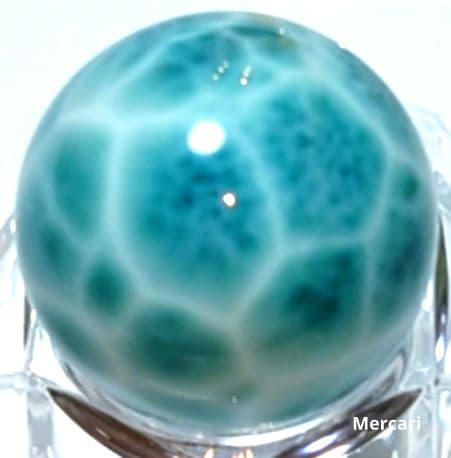 高品質ラリマー　スフィア　大玉22.3mm サッカーボール模様　極上海面模様
