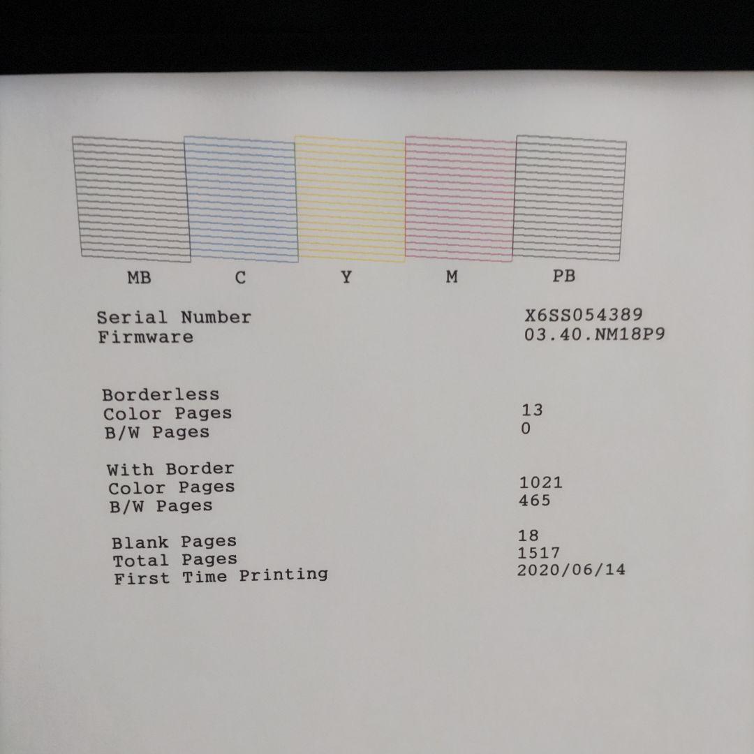 エプソンプリンターエコタンクEW-M752T総印刷枚数1517枚