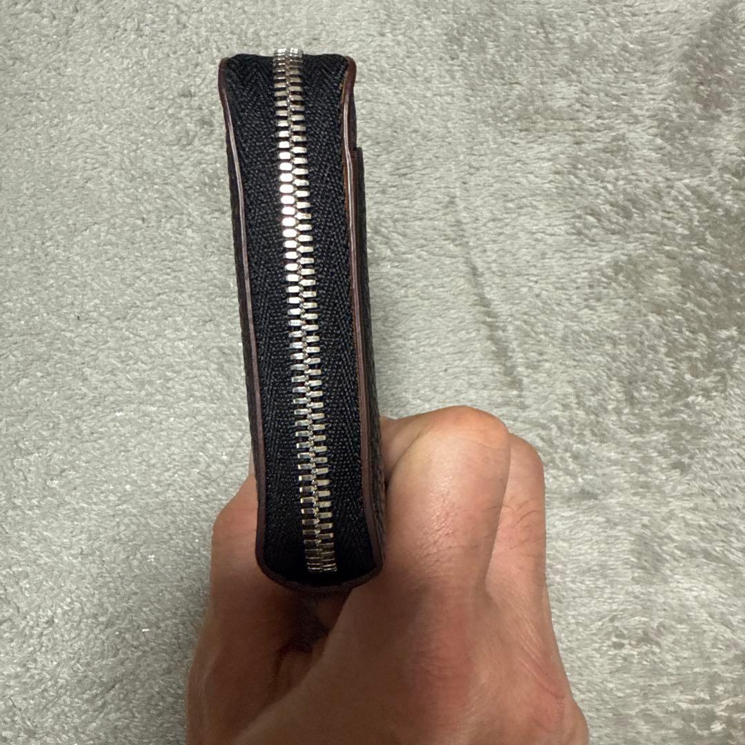 GANZO フレンチカーフ Lファスナー二つ折り財布 ブラック