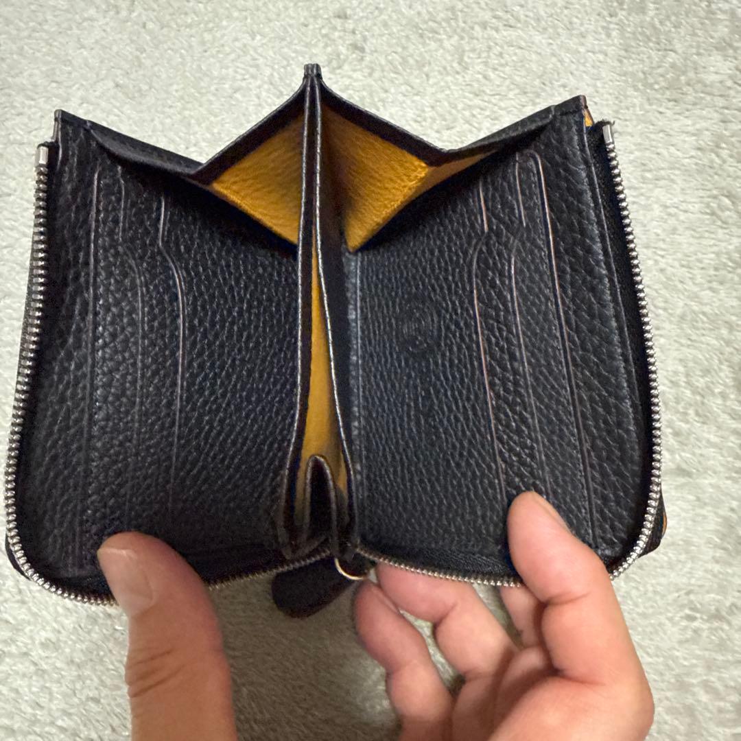 GANZO フレンチカーフ Lファスナー二つ折り財布 ブラック