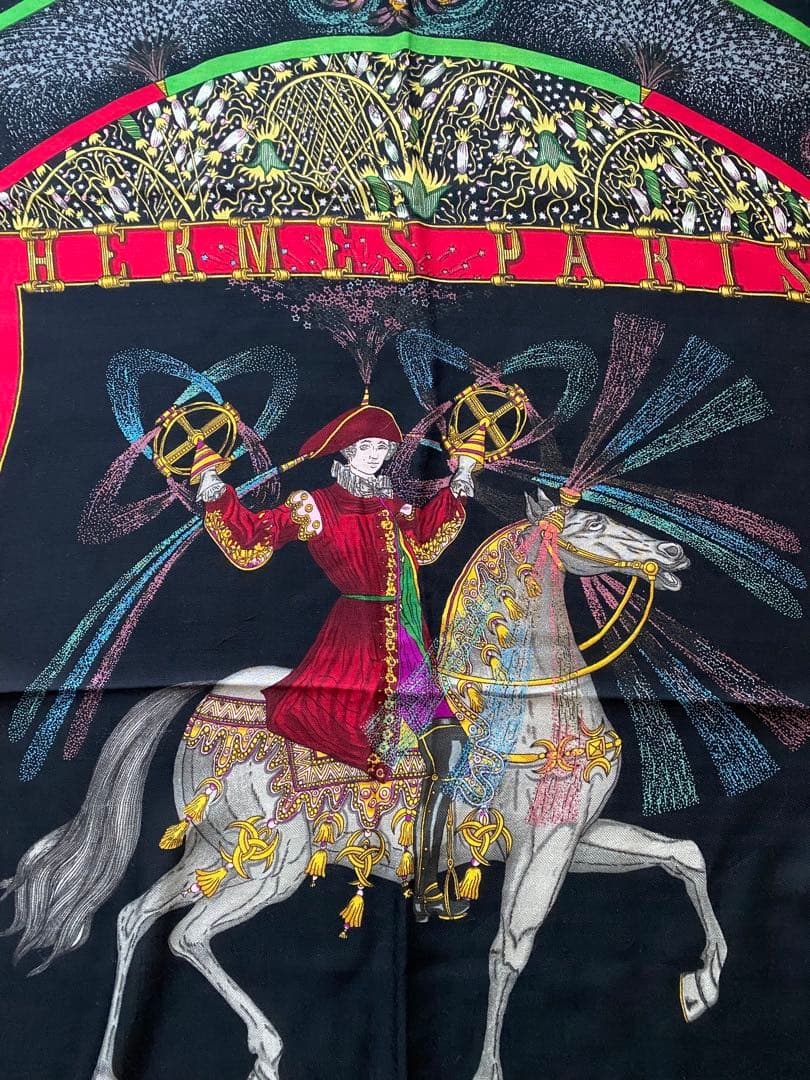 ヴィンテージ⭐︎HERMES150周年記念花火柄⭐︎カシミアシルクストール