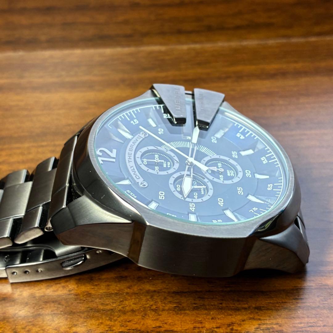 美品✨DIESEL ディーゼル メンズ腕時計 メガチーフ クロノグラフ ガンメタ