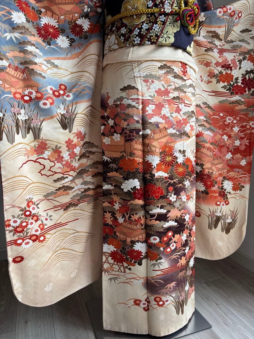 ♡ 【特別大特価❣️④】振袖フルセット　正絹　成人式　ベージュ系