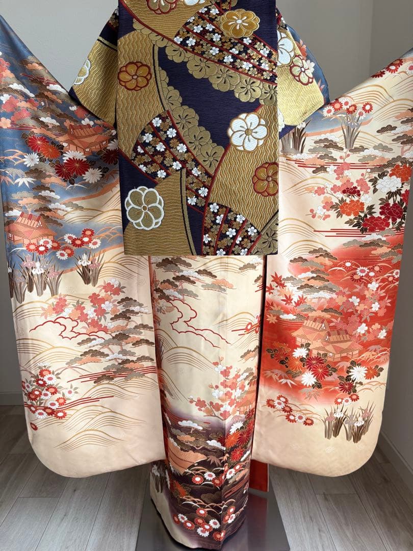 ♡ 【特別大特価❣️④】振袖フルセット　正絹　成人式　ベージュ系