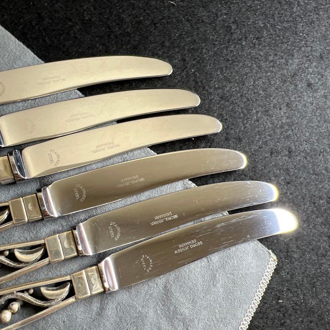 ジョージジェンセン　ブロッサムsterling925デザートナイフ6本　共袋付