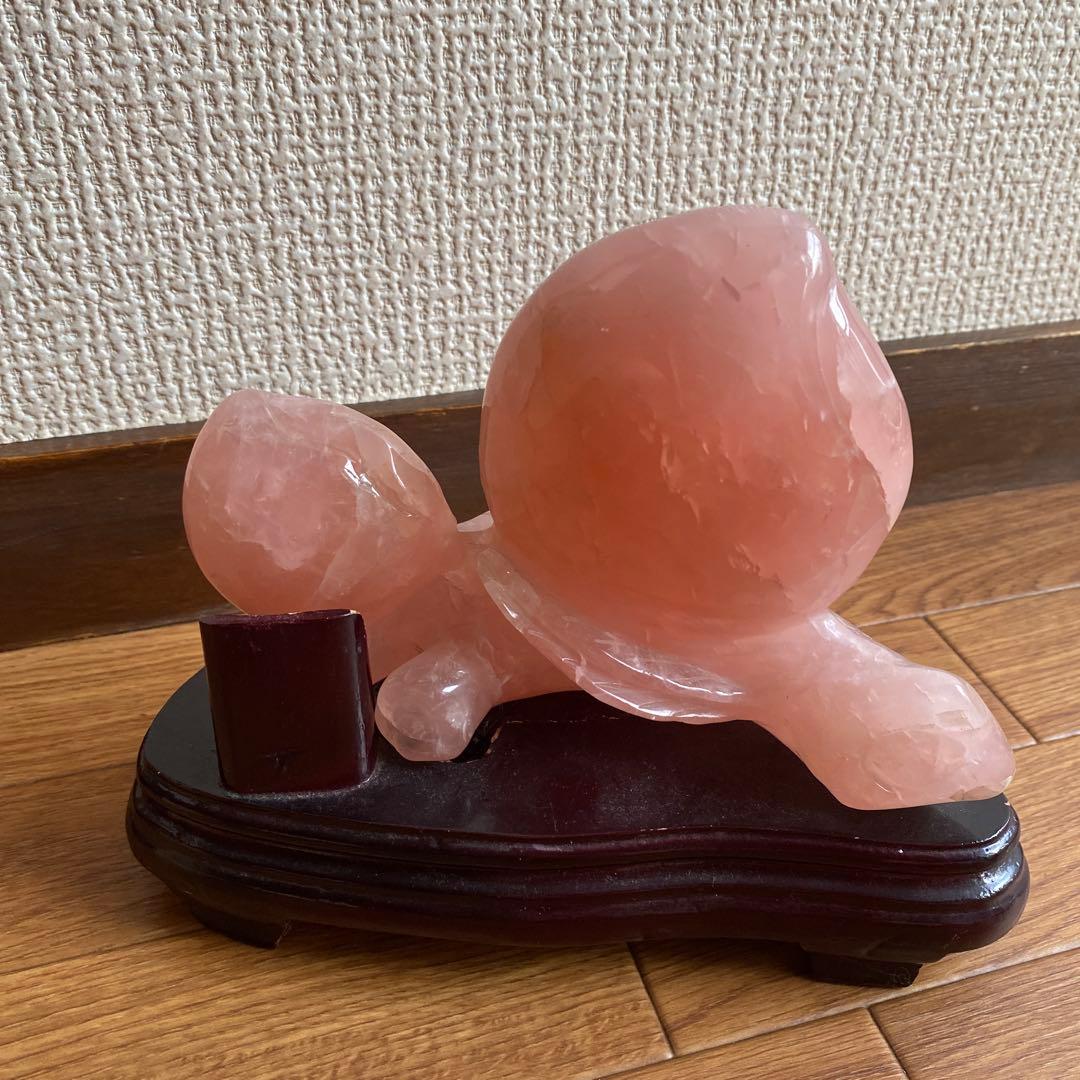 ローズクォーツ カメの置物