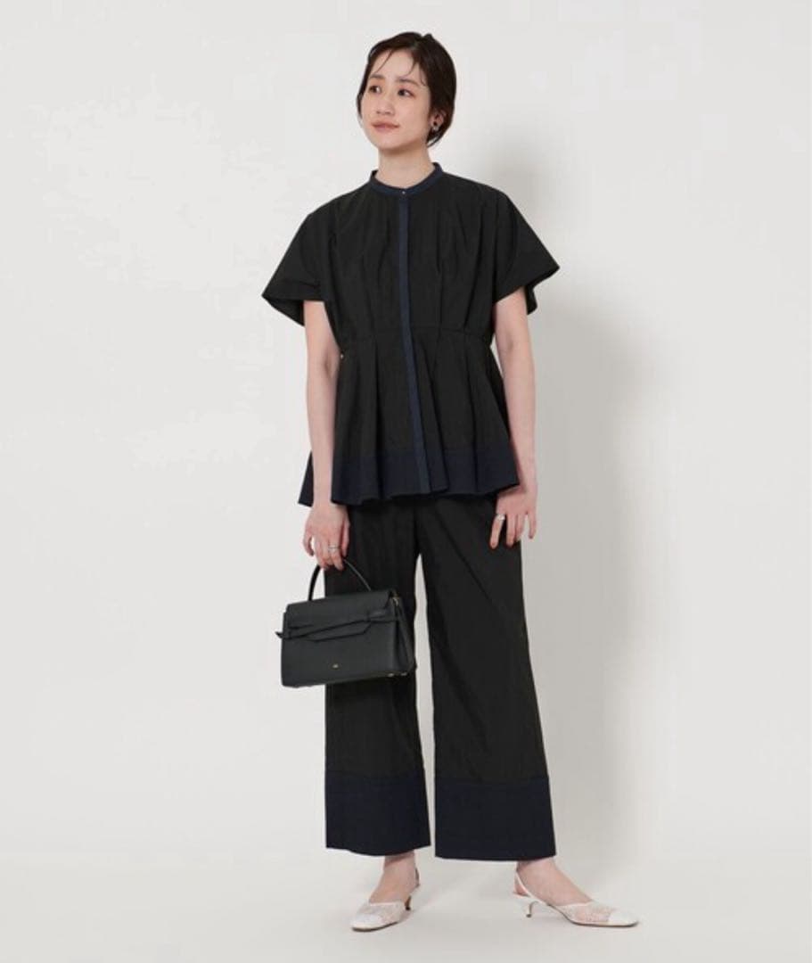 UNITED ARROWS エンブロイダリー ドルマンスリーブ ブラウス　黒