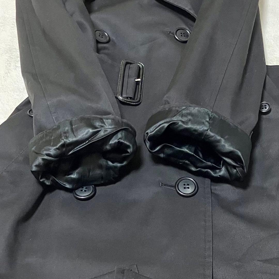 バーバリー 英国製 トレンチコート ロング 裏ノバチェック総柄 ベルト　黒　S