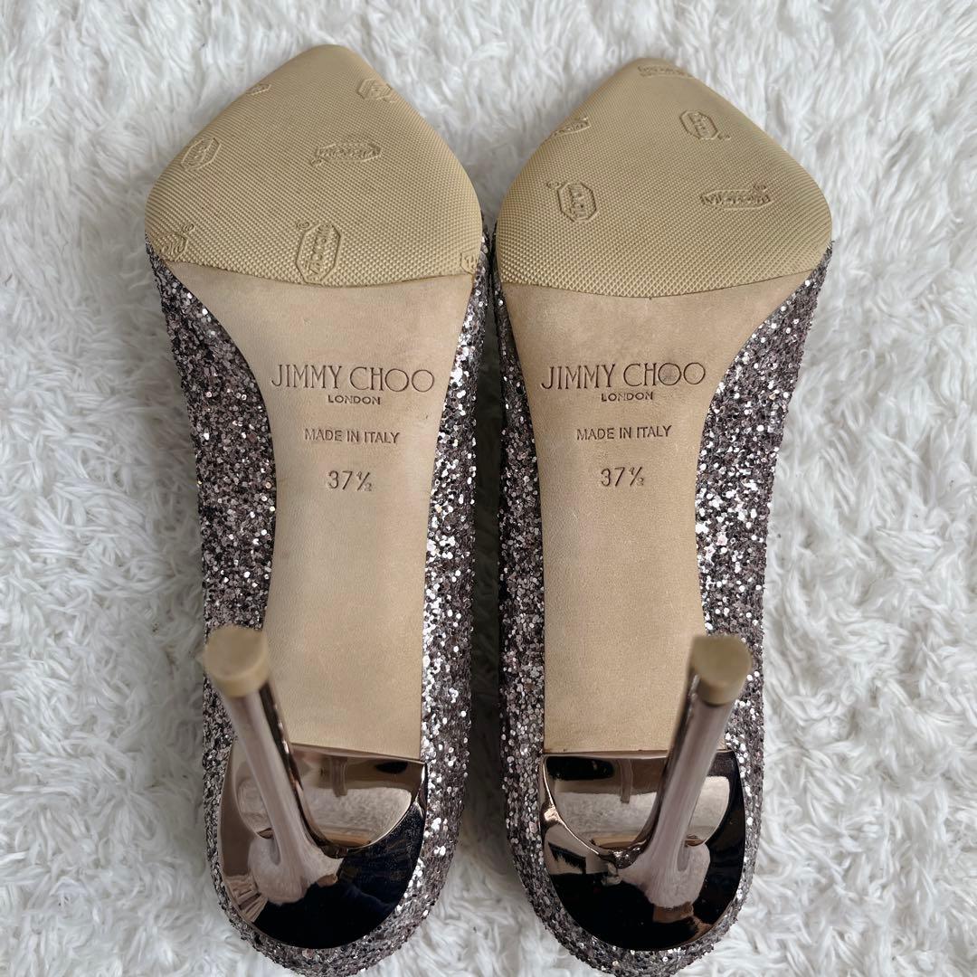未使用級 jimmy choo グリッター ピンヒール 結婚式 箱つき パンプス