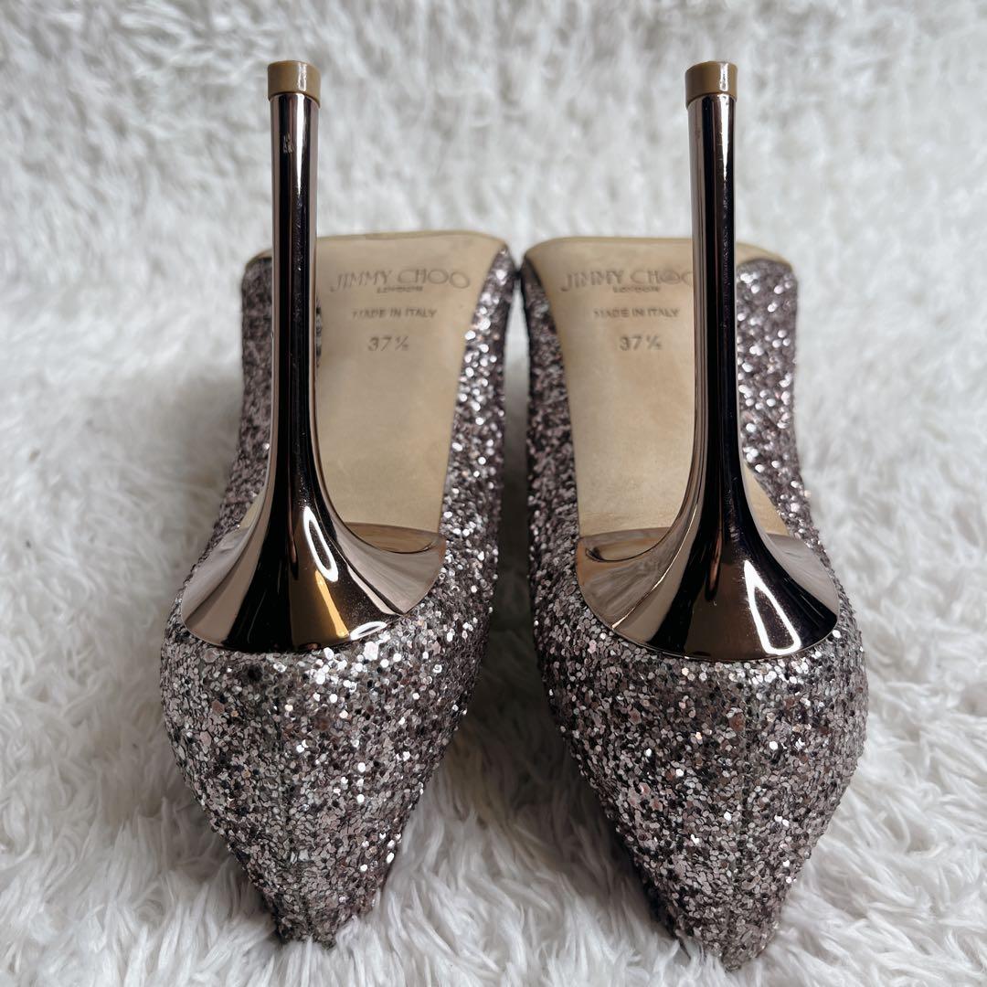 未使用級 jimmy choo グリッター ピンヒール 結婚式 箱つき パンプス