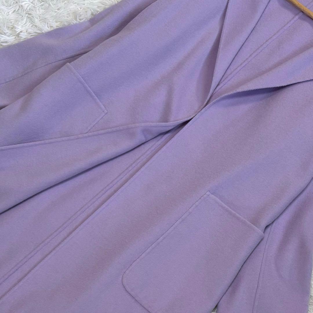23区 リバーコート ノーカラー カシミヤ ロング丈 ラベンダー M