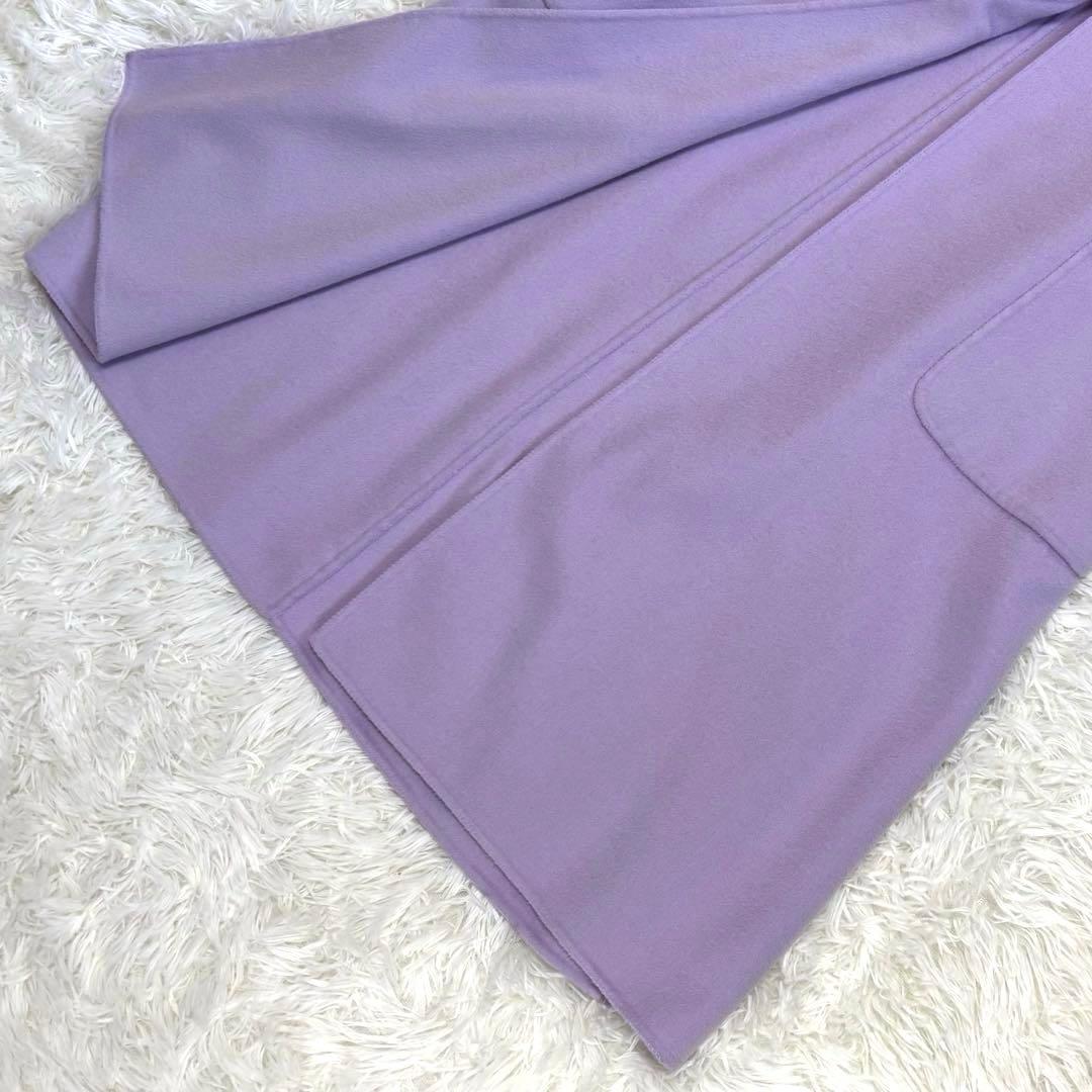 23区 リバーコート ノーカラー カシミヤ ロング丈 ラベンダー M