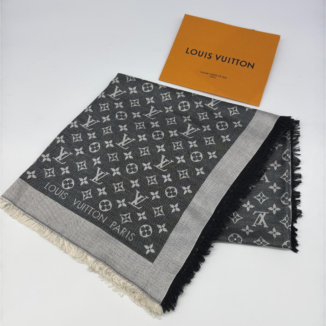 【極美品】ルイヴィトン ショール モノグラム デニム 大判ストール スカーフ