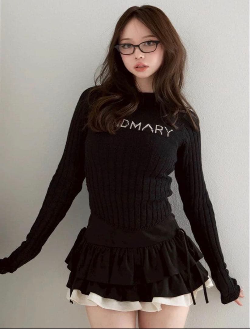 【新品】logo knit tops andmary black ブラック
