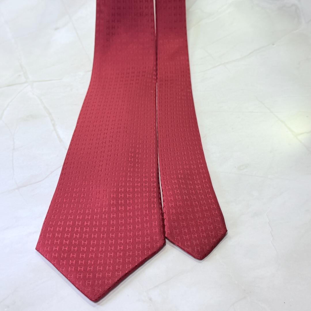 ☆即発 エルメス ファソネH façonné H シルクネクタイ ボルド 極美品