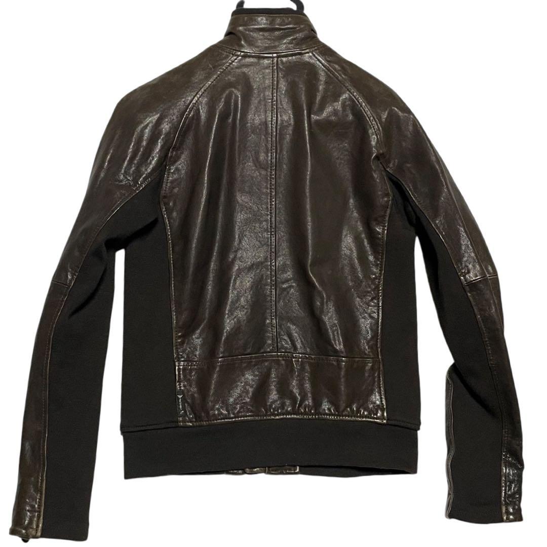 アルマーニジーンズ ARMANI JEANSラムレザージャケット ダブルジップ