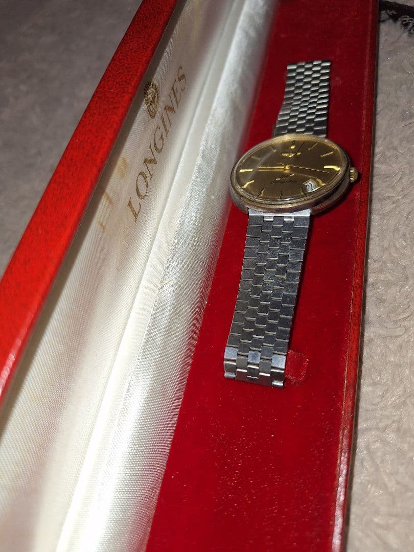 不動品　希少LONGINESロンジン 腕時計 文字盤ゴールド　ケース付き