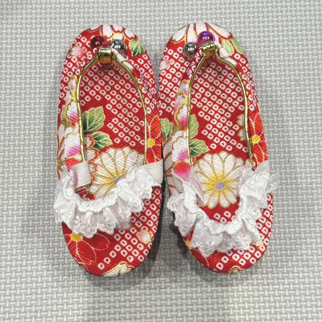 七五三　3歳　被布　フルセット　花柄　【おまけ　足袋、草履バンド付き】