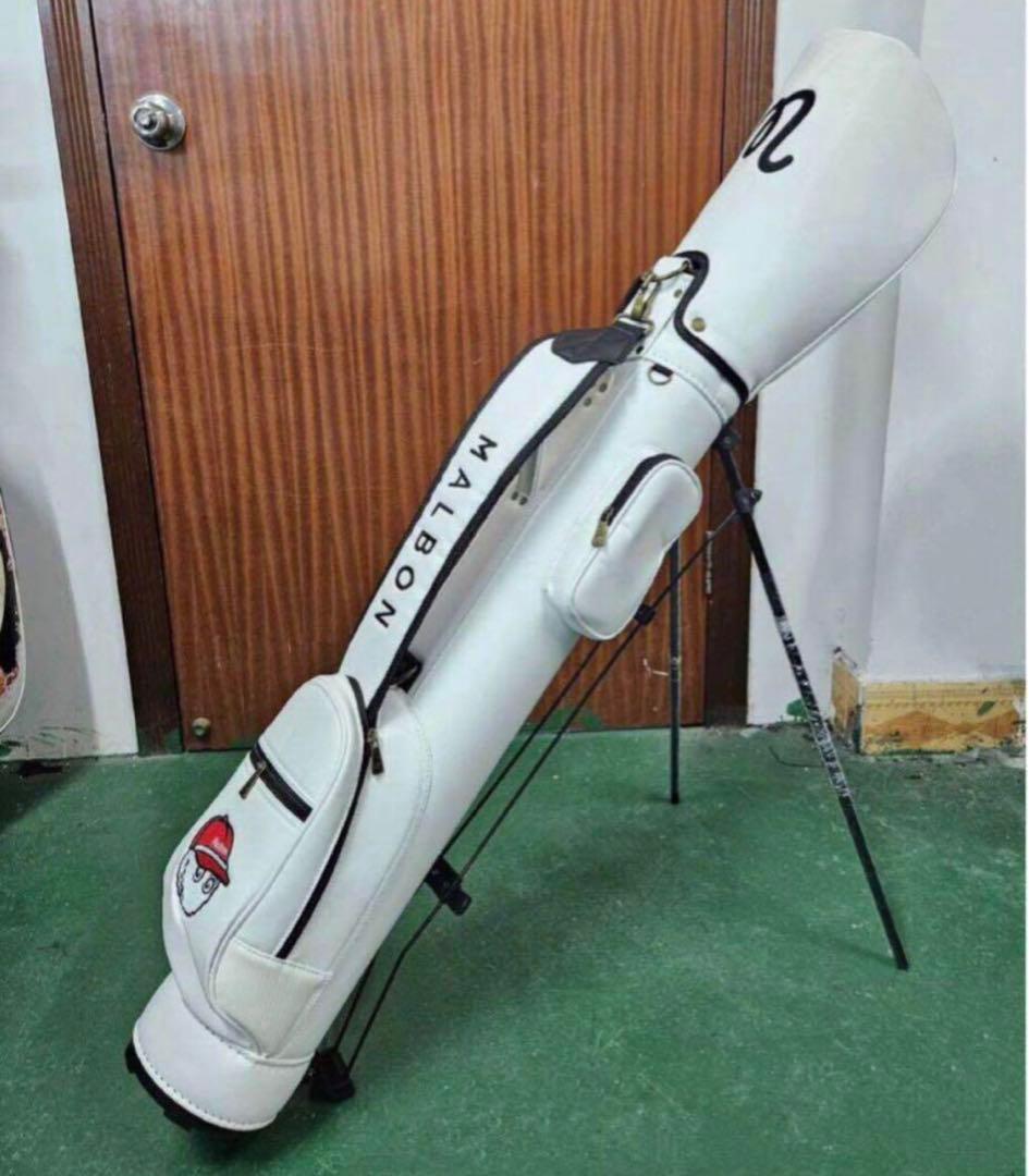 マルボン ゴルフ ラウンドスタンドキャディバッグ セルフスタンドバッグ 白