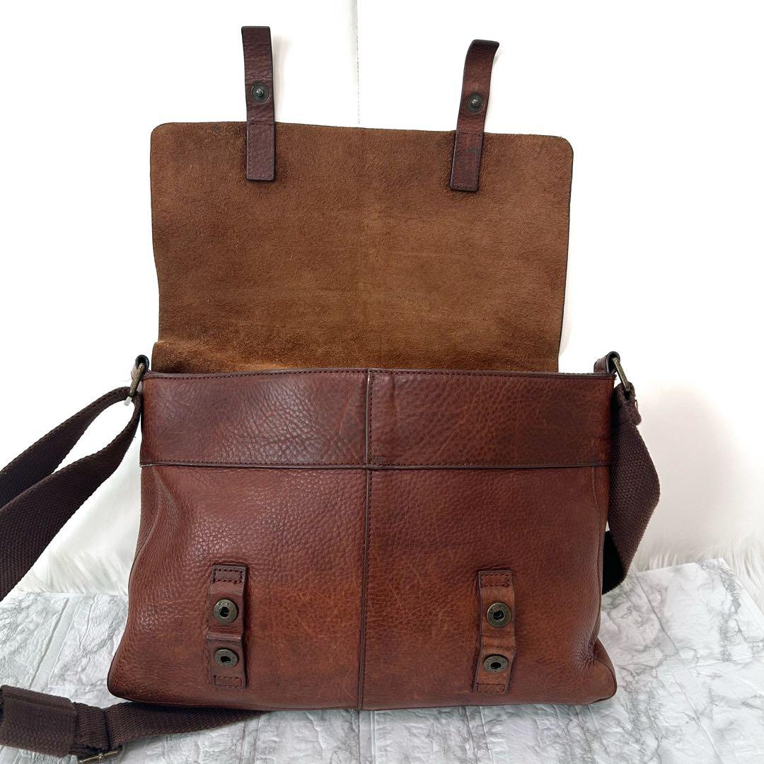 希少　オールド　GAP ブラウンレザー　牛革　メッセンジャーバッグ　ショルダー