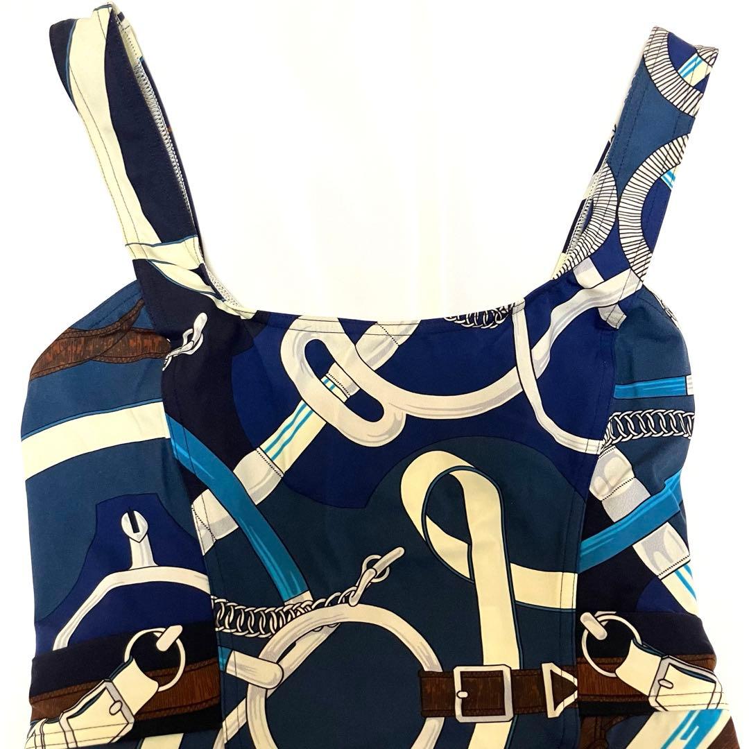 美品 エルメス ポーチ付き36 ワンピース 水着 スイムウェア HERMES