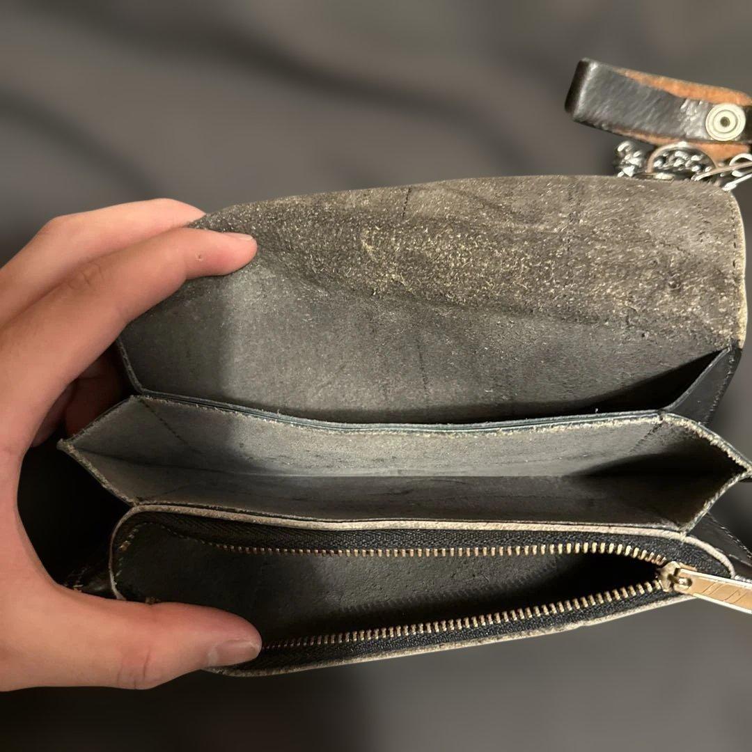 古*生様 Harley-Davidson 黒 レザー 長財布 チェーン付き