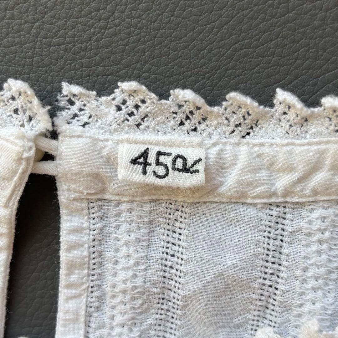 45Rインドカラミレース deTシャツ　半袖ブラウス　コットン100 ホワイト