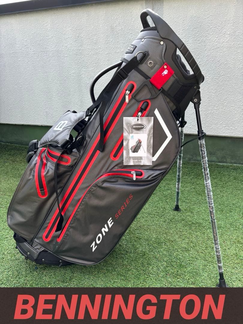 ベニントン　スタンドキャディバッグ　新品　ゴルフバッグ　グレー　レッド