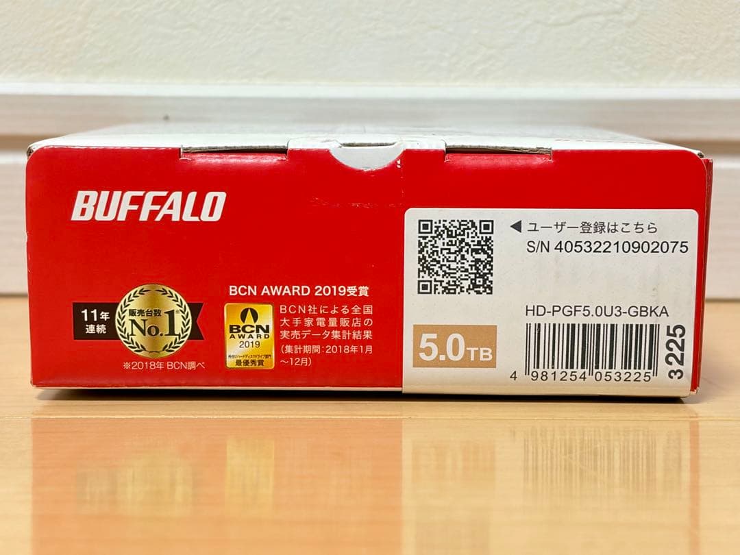 【美品】BUFFALO ポータブルHDD 5TB 耐衝撃 HD-PGF5.0U3