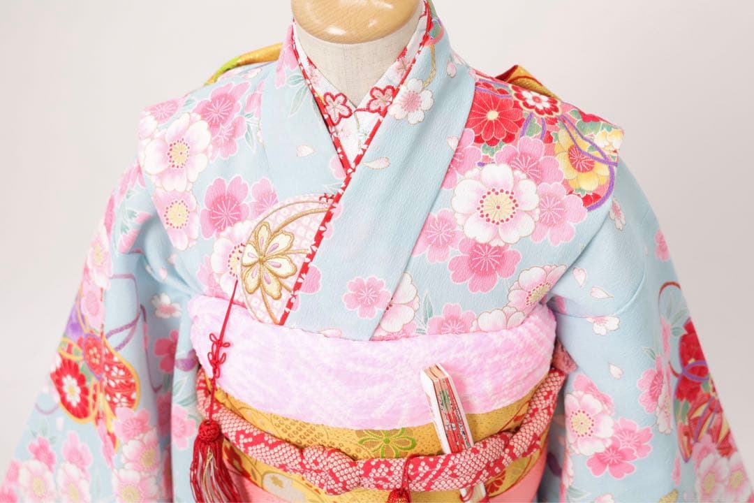 7歳　四つ身フルセット　120サイズ　水色(ブランド：花夢二)