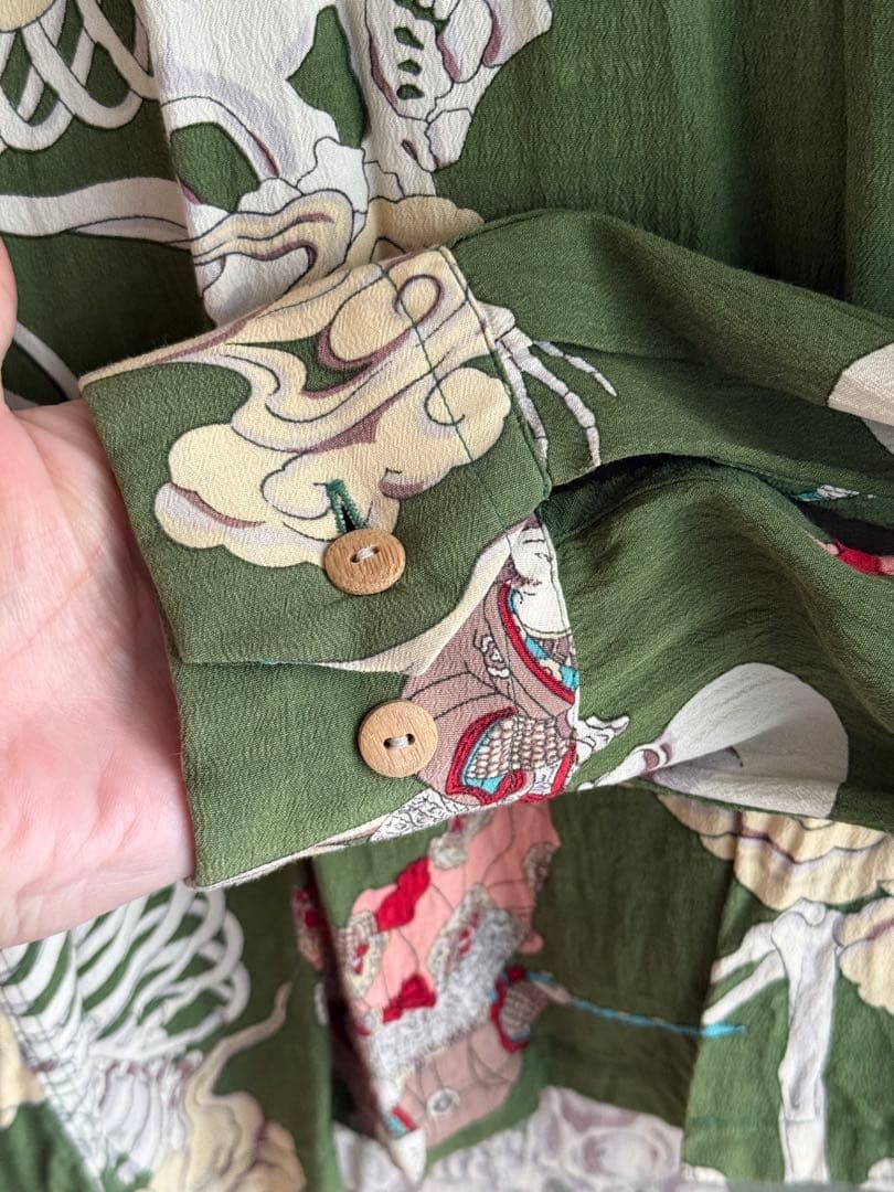 ドライボーンズ 長袖レーヨンアロハシャツ ガシャドクロ