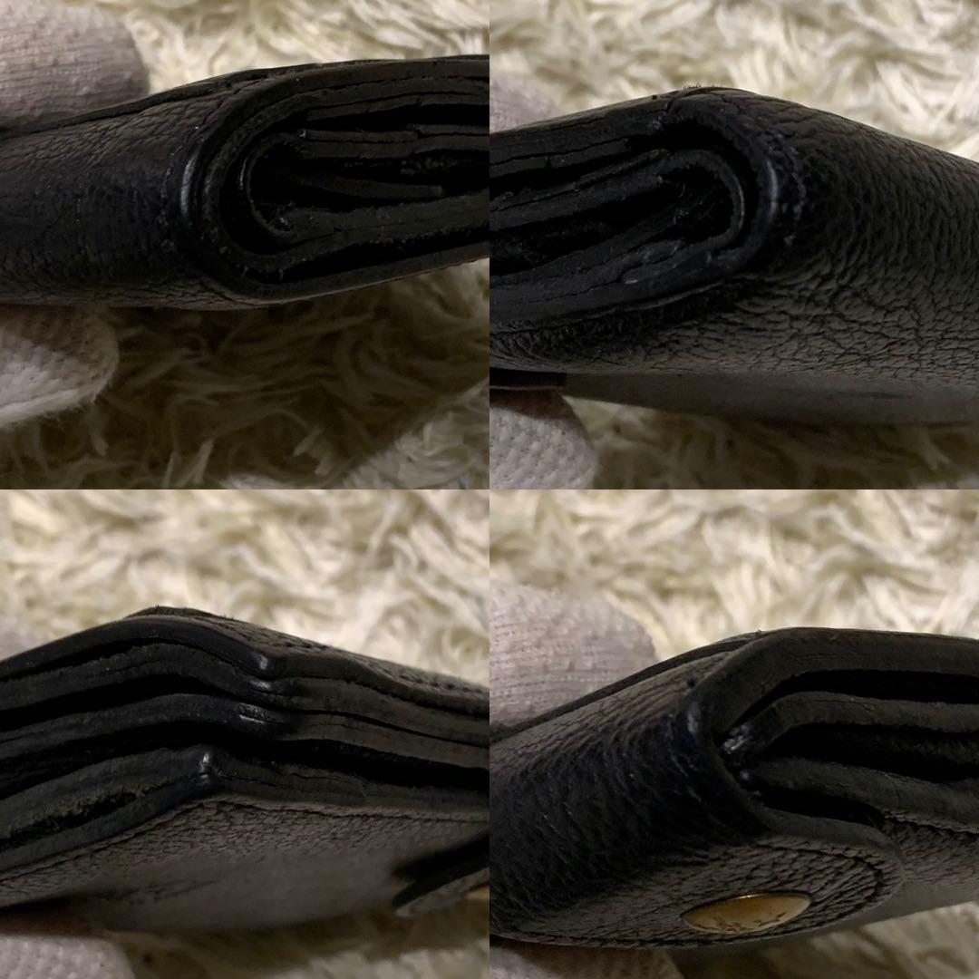 美品✨ イルビゾンテ 二つ折り財布 レザー 金ボタン 多機能 ブラック