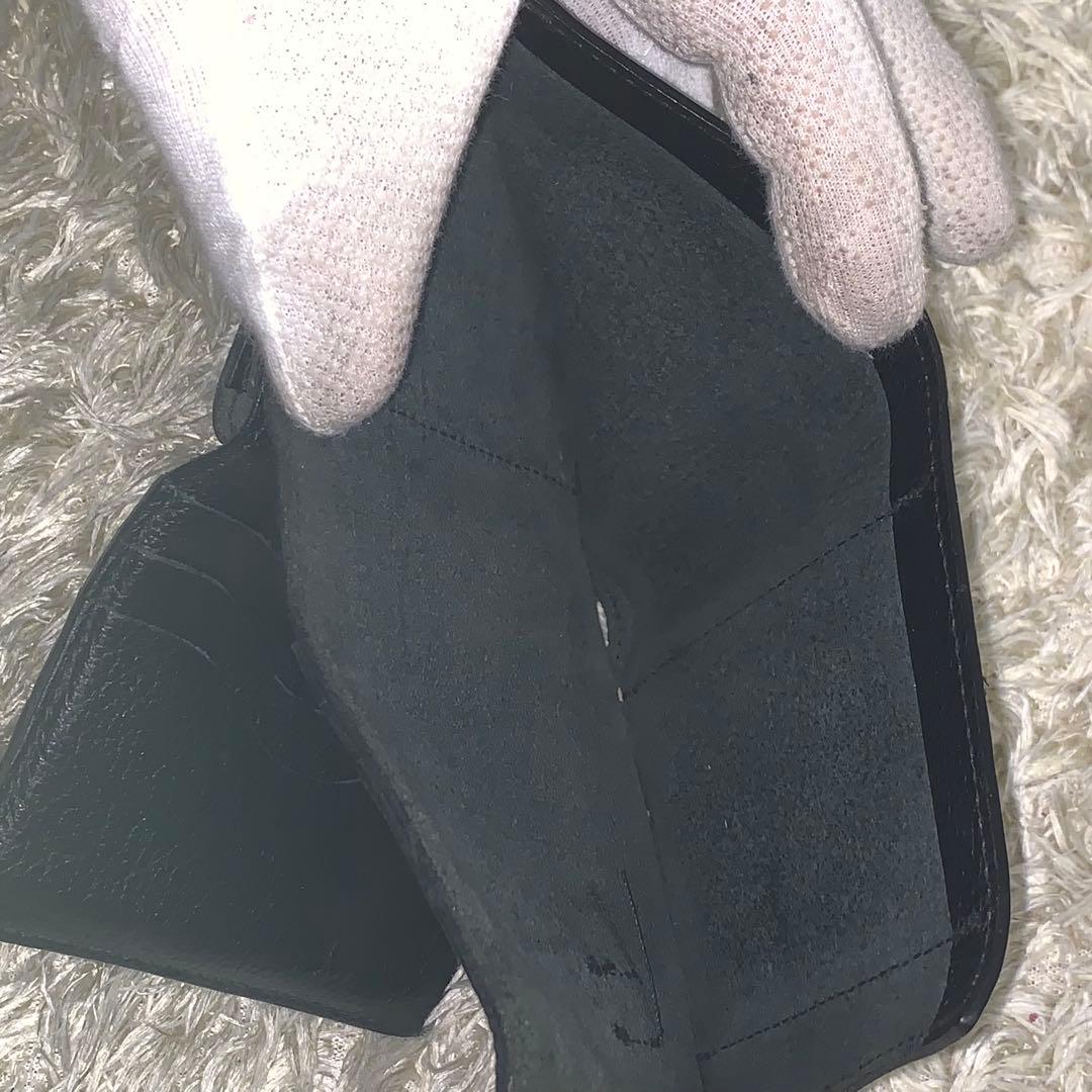 美品✨ イルビゾンテ 二つ折り財布 レザー 金ボタン 多機能 ブラック