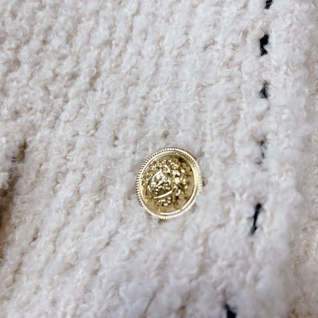 未使用✨COEL　ステッチブークレーニットジャケット アイボリー　ヨンア