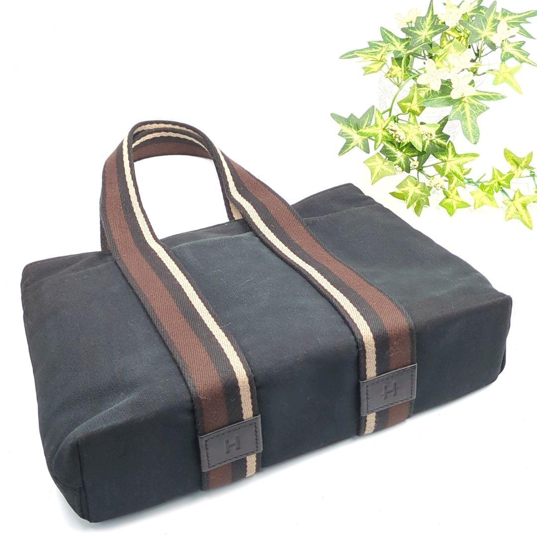 HERMES トロカホリゾンタル PMトートバッグ　キャンバス/レザー　男女兼用