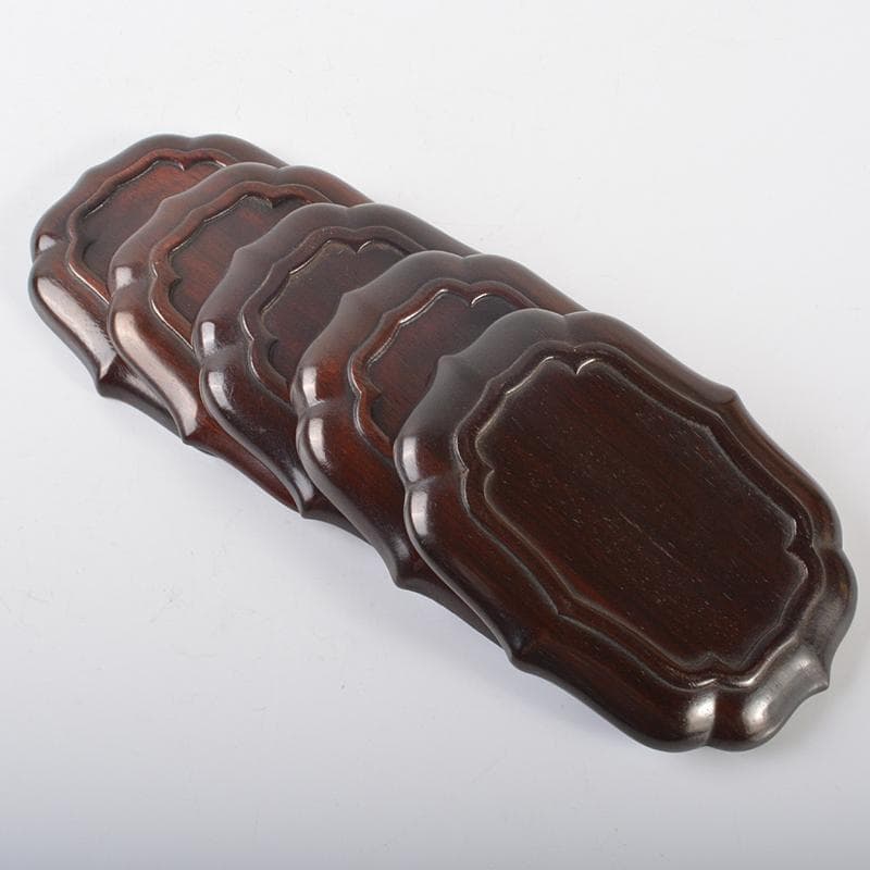 中国　唐木紫檀製　茶托　小皿　五客　V　R6552E